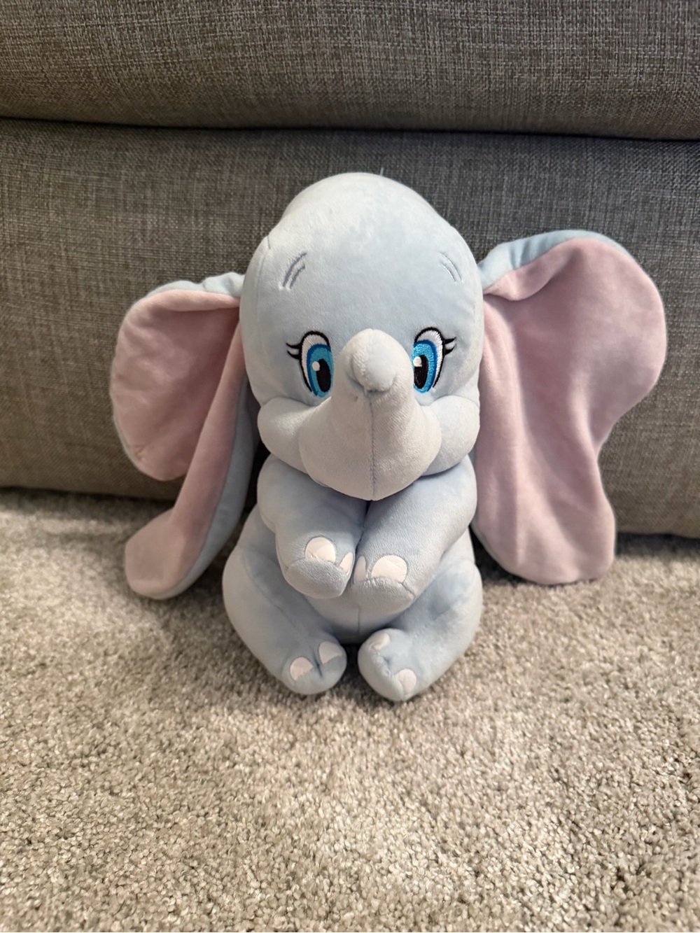 Ty Plush Elephant Toy - Light Blue with Pink Ears